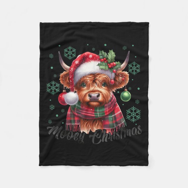 Couverture Polaire Mooey Christmas Highland Cow Christmas Lights Cow  (Devant)