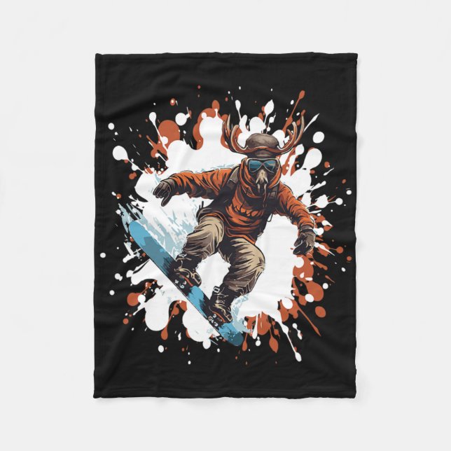 Couverture Polaire Moose Animal Snowboard Cool Snowboard (Devant)