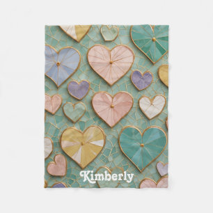 Couverture Polaire Mosaic Love : Coeurs Pastel