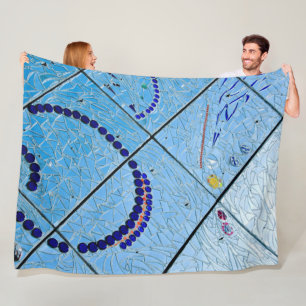 Couverture Polaire Mosaïque Abstraite bleue