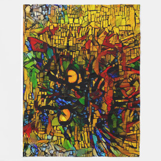 Couverture Polaire Mosaïque colorée Chat Art Prin