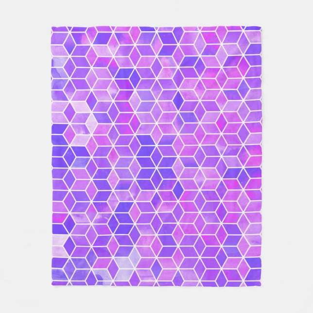 Couverture Polaire Mosaïque d'été : Aquarelle Cube Fusion (Devant)