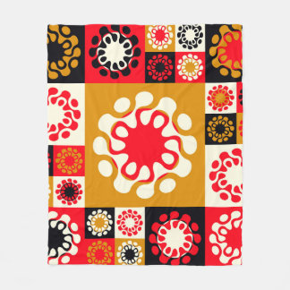 Couverture Polaire mosaïque ethnique de style asiatique avec fleurs s