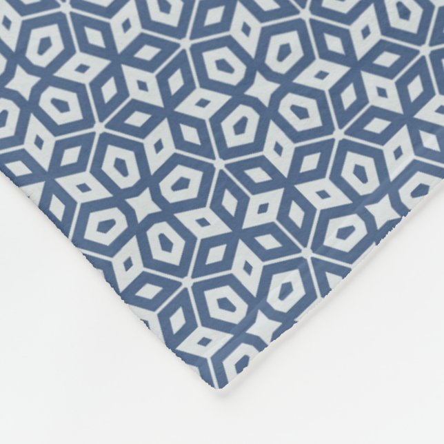 Couverture Polaire Mosaïque géométrique Abstraite bleue (Coin)