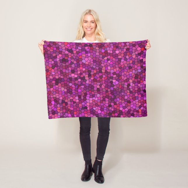 Couverture Polaire Mosaïque Rose Violet  (En situation)