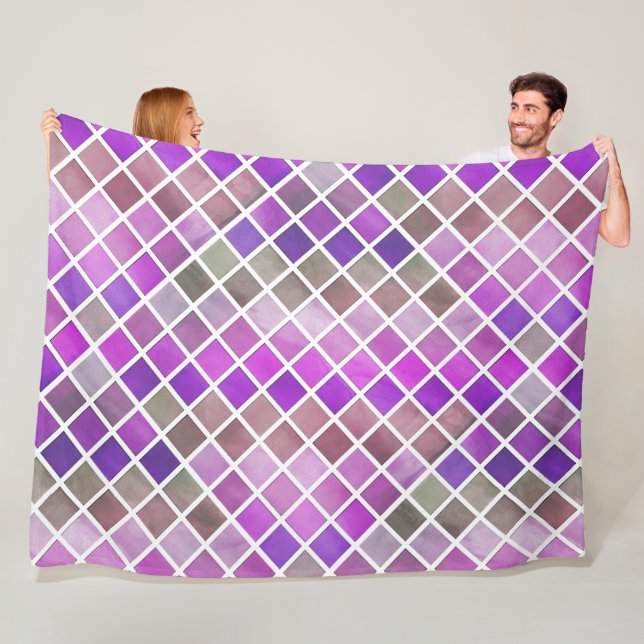 Couverture Polaire Mosaïque Rose Violet Orange Vert (En situation)