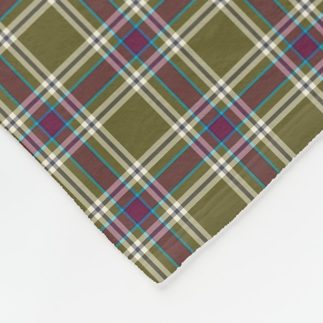 Couverture Polaire Moss Green et Purple Plaid Motif (Coin)