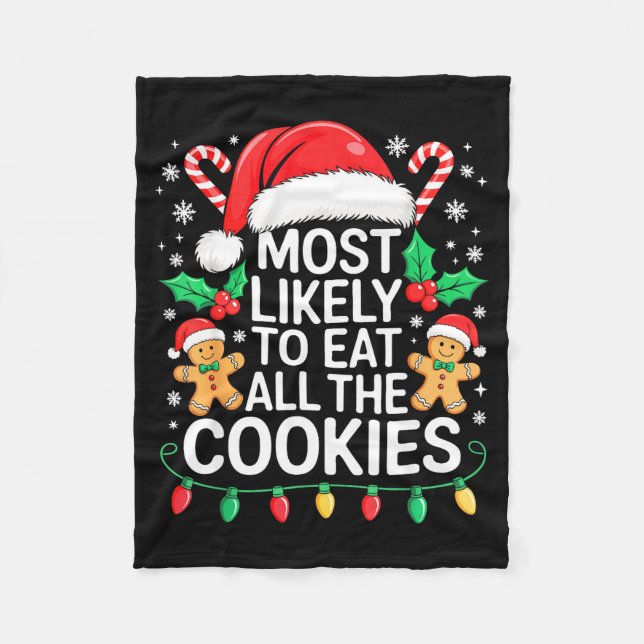 Couverture Polaire Most Likely To Eat All The Cookies Shirt Christmas (Devant)