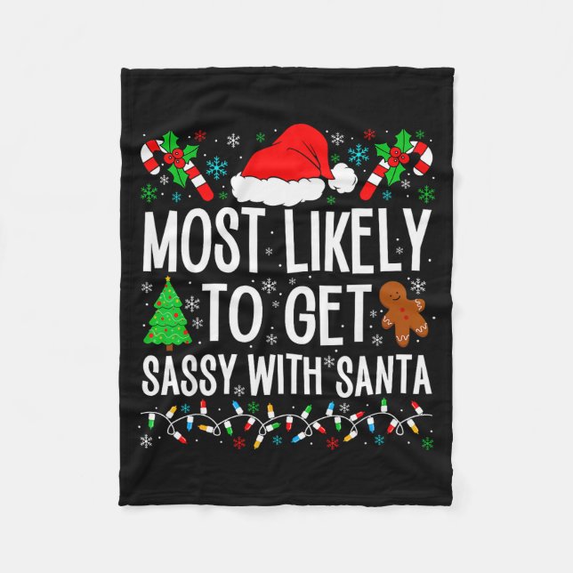Couverture Polaire Most Likely To Get Sy With Santa Funny Family Chri (Devant)