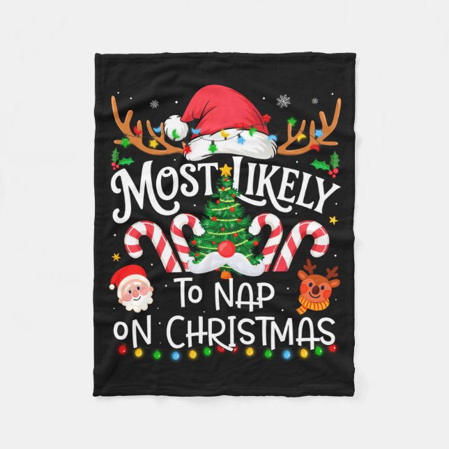 Couverture Polaire Most Likely To Nap On Christmas Family Matching Ch (Devant)