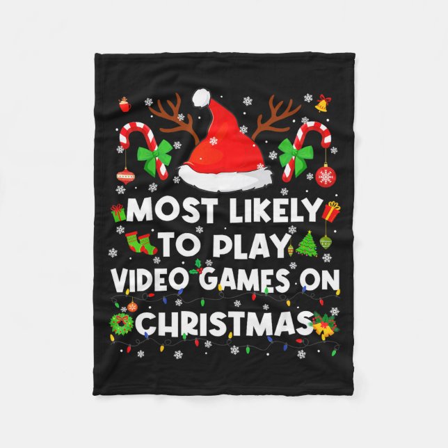 Couverture Polaire Most Likely To Play Video Game On Pjs Christmas Xm (Devant)