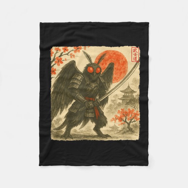 Couverture Polaire Mothman Samurai Japanese Warrior Costume Sumi-e Ar (Devant)