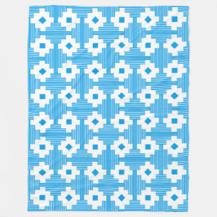 Couverture Polaire Motif 061214 - Blanc avec bleu 009dea