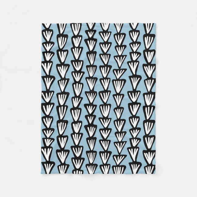Couverture Polaire Motif 070515 - Noir et blanc avec Bleu Lt (Devant)