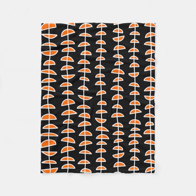 Couverture Polaire Motif 080515 - Blanc et orange sur noir (Devant)