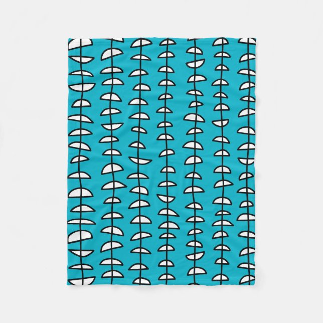 Couverture Polaire Motif 080515- Noir et blanc sur Aqua Blue (Devant)