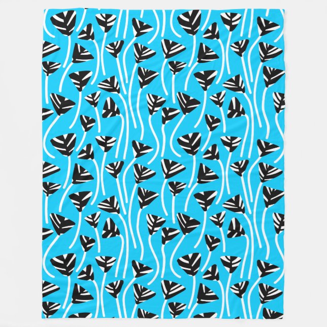 Couverture Polaire Motif 210121 - noir, blanc et bleu ciel (Devant)