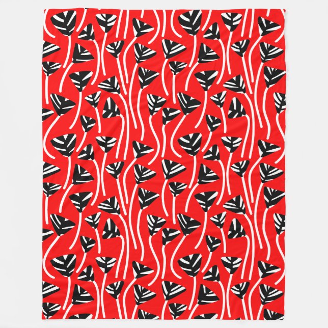 Couverture Polaire Motif 210121 - Noir, Blanc et Rouge (Devant)