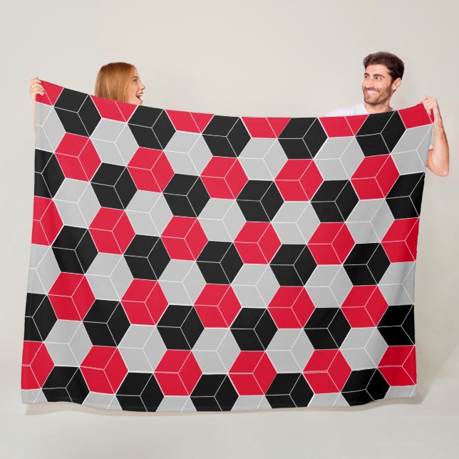 Couverture Polaire Motif 3d cube (En situation)