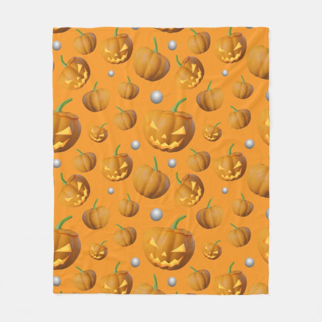 Couverture Polaire Motif 3D Jack O'Lantern et Citrouille (Devant)
