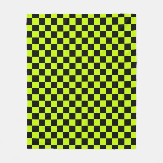 Couverture Polaire Motif à carreaux noir et vert acide (Devant)