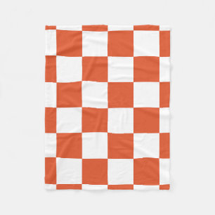 Couverture Polaire Motif à carreaux orange et blanc