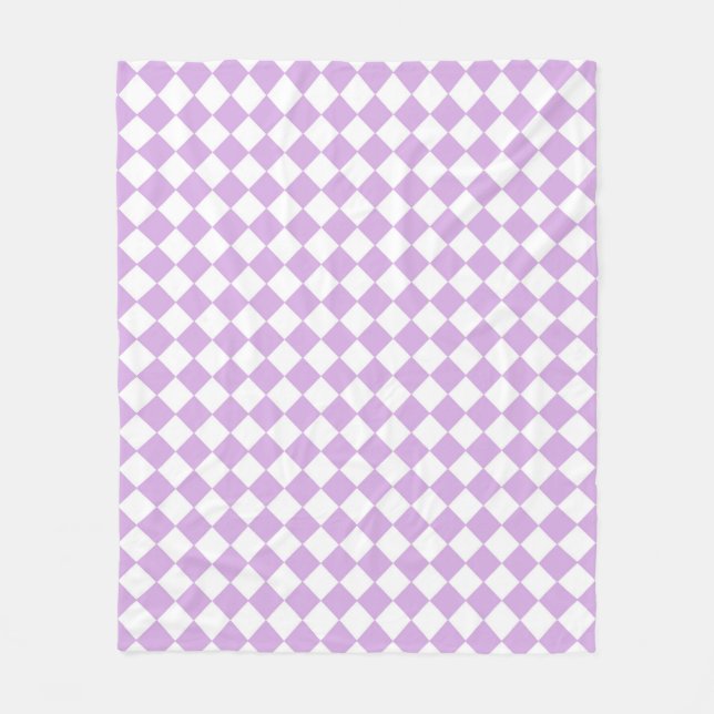 Couverture Polaire Motif à carreaux violet et blanc (Devant)