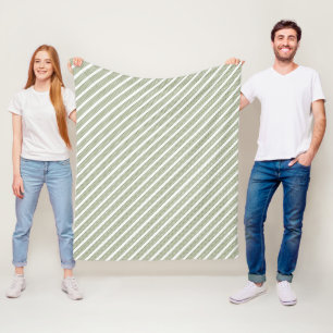 Couverture Polaire Motif à cinq bandes vert et blanc olive
