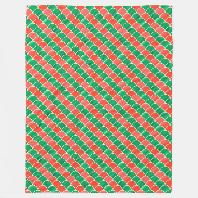 Couverture Polaire Motif à échelle diagonale rouge et verte (Devant)
