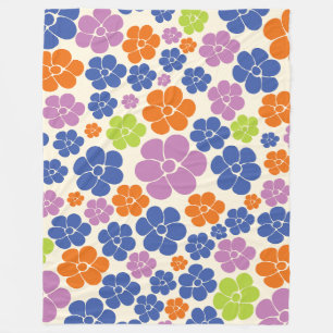 Couverture Polaire Motif à fleurs - Bleu, Orange, Violet, Vert
