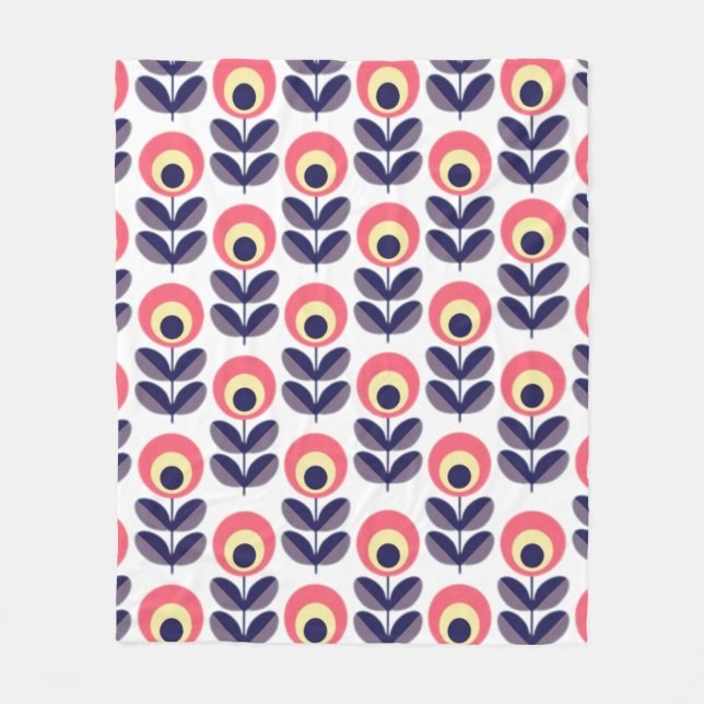 Couverture Polaire Motif à fleurs rétro (Devant)