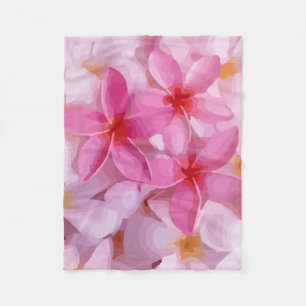 Couverture Polaire Motif à fleurs rose Plumeria
