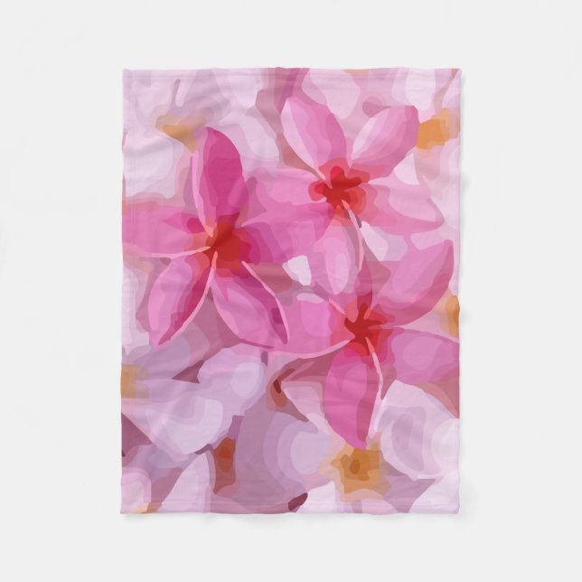 Couverture Polaire Motif à fleurs rose Plumeria (Devant)