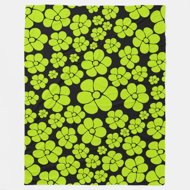 Couverture Polaire Motif à fleurs - Vert citron (Devant)