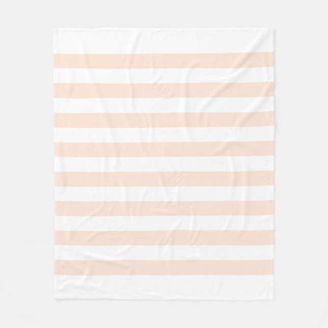 Couverture Polaire Motif à lignes pastel blanches et pêche (Devant)
