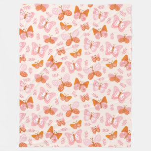Couverture Polaire Motif à papillon rose orange mignon
