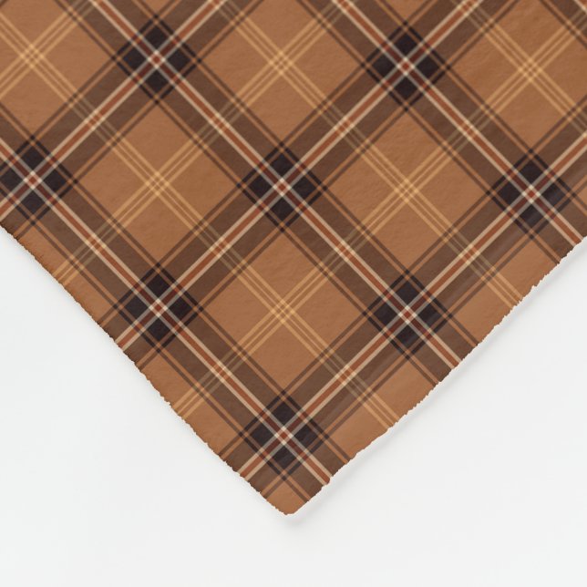 Couverture Polaire Motif à plaid Brown et orange (Coin)