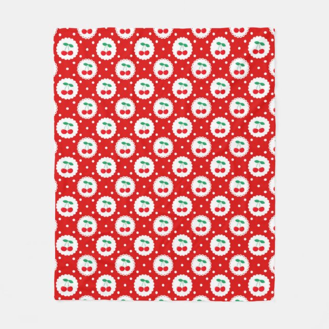 Couverture Polaire Motif à points cerise – Cadeau et décoration de fr (Devant)
