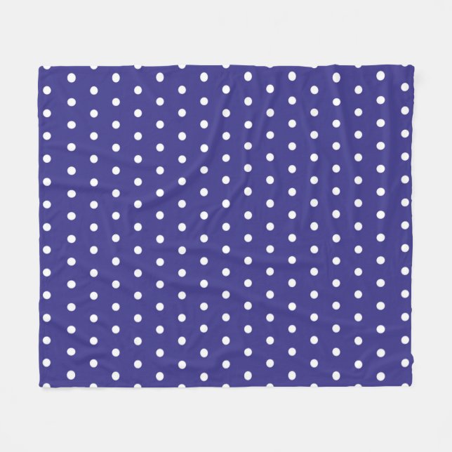 Couverture Polaire Motif à points Polka bleu et blanc (Devant (Horizontal))