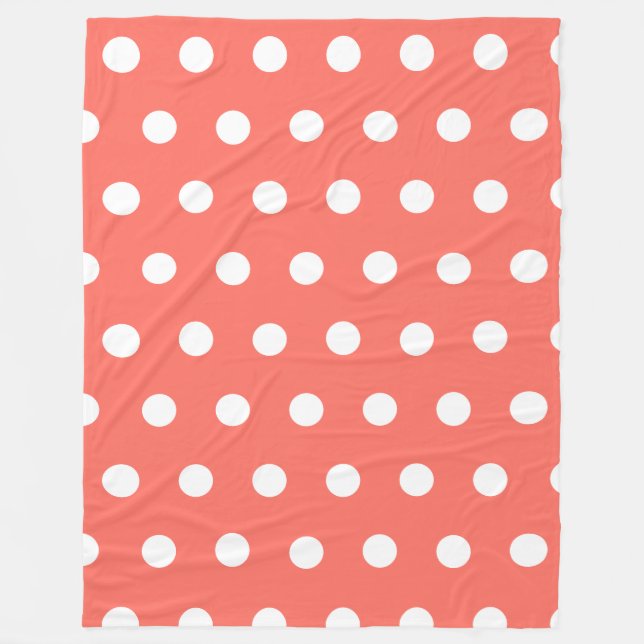 Couverture Polaire Motif à pois rouge corail (Devant)