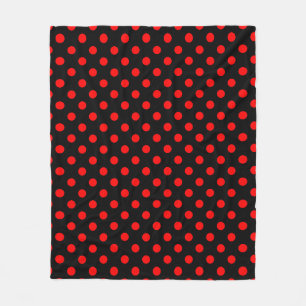 Couverture Polaire Motif à pois rouges sur fond noir