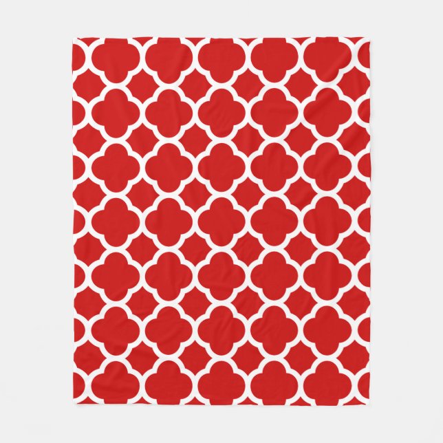 Couverture Polaire Motif à quatre feuilles rouge et blanc (Devant)