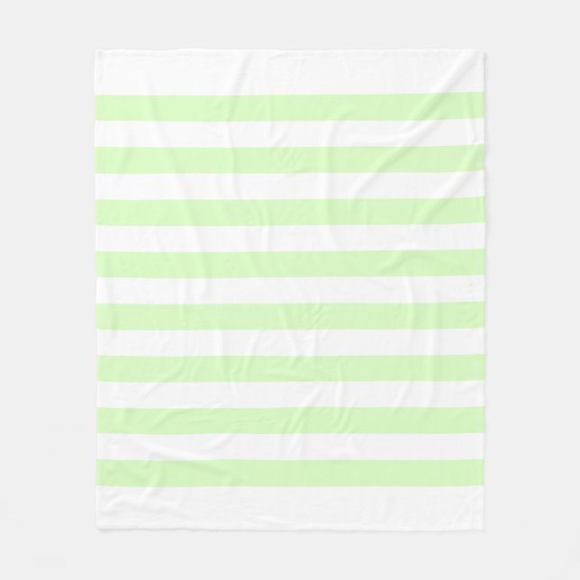 Couverture Polaire Motif à rayures pastel blanc et vert citron (Devant)
