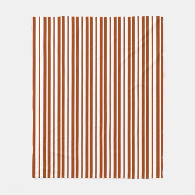 Couverture Polaire Motif à rayures verticales marron et blanc (Devant)