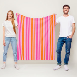 Couverture Polaire Motif à rayures verticales rose et orange