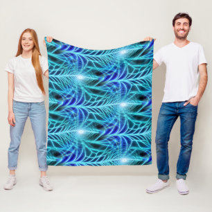 Couverture Polaire Motif à répétition électrique bleu brillant