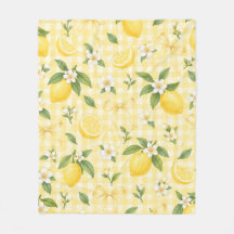 Motif à ruban floral et gingham jaune citron