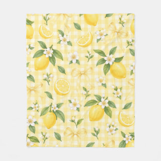 Couverture Polaire Motif à ruban floral et gingham jaune citron