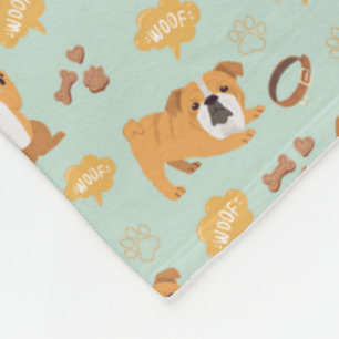 Couverture Polaire Motif à thème Bouledogue (Vert Sauge)