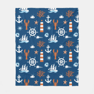 Couverture Polaire Motif à thème marin 1
